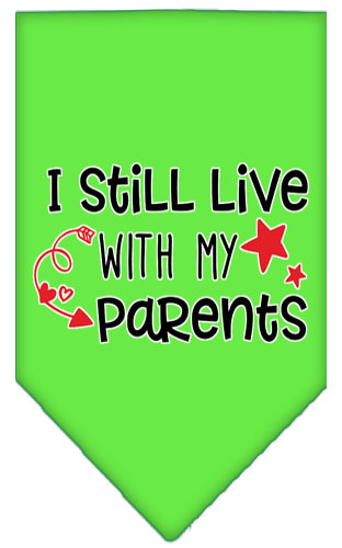 Still Live with my Parents Screen Print Pet Bandana Lime Green Large